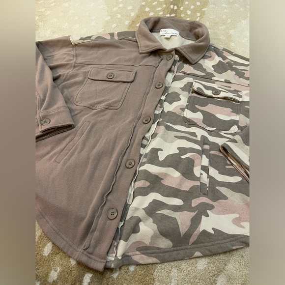 Vintage Havana two tone Colorblock pink camo shacket women’s size large - Picture 3 of 7